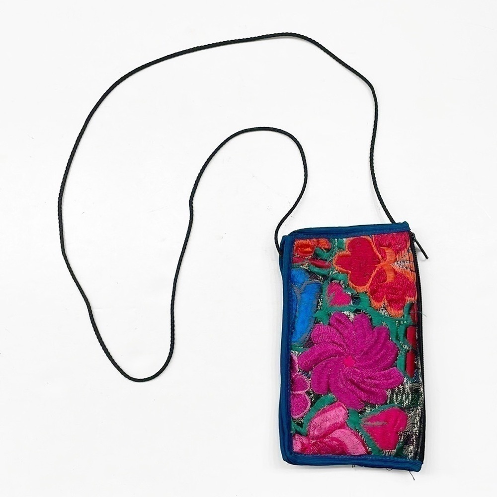 Multicolored floral embroidered mini crossbody bag